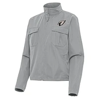 Women's Antigua Gray Arizona Cardinals  Brushed Carbon Even Par Full-Zip Jacket