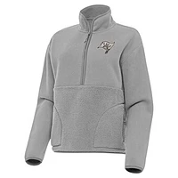 Women's Antigua Gray Tampa Bay Buccaneers  Brushed Carbon Figure Half-Zip Pullover Sweatshirt