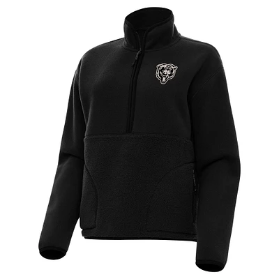 Women's Antigua Chicago Bears Brushed Carbon Figure Half-Zip Pullover Sweatshirt