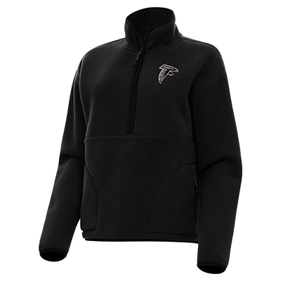 Women's Antigua Black Atlanta Falcons  Brushed Carbon Figure Half-Zip Pullover Sweatshirt