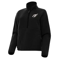 Women's Antigua Black Arizona Cardinals  Brushed Carbon Figure Half-Zip Pullover Sweatshirt
