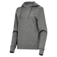 Women's Antigua Heather Los Angeles Chargers Justice Pullover Hoodie