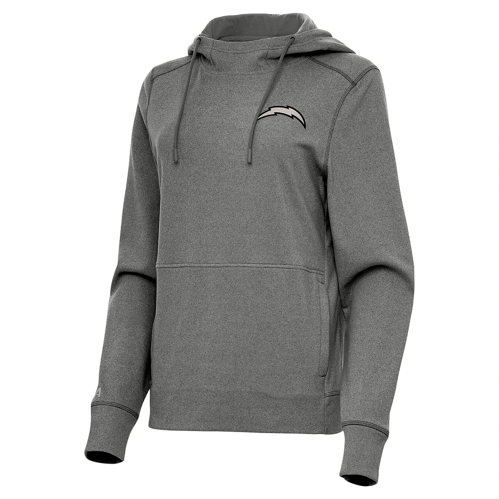 Women's Antigua Heather Los Angeles Chargers Justice Pullover Hoodie