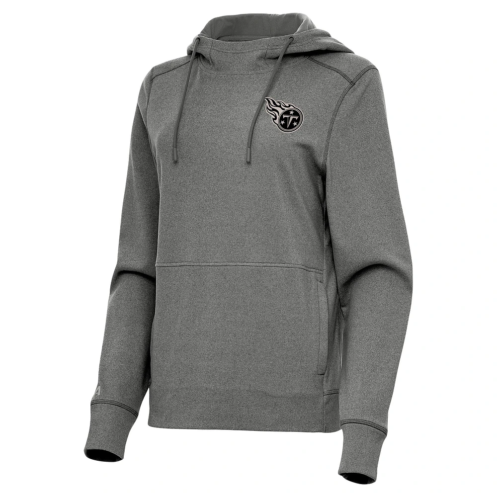 Women's Antigua Heather Tennessee Titans Justice Pullover Hoodie