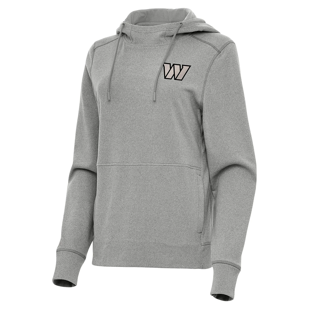 Women's Antigua Heather Washington Commanders Justice Pullover Hoodie