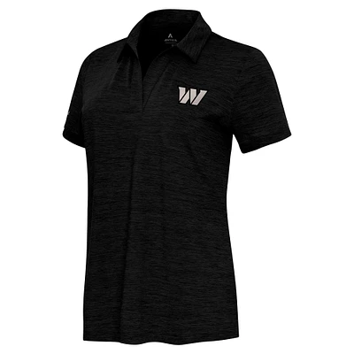Women's Antigua  Heather Black Washington Commanders Layout V-Neck Polo