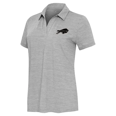 Women's Antigua  Heather Gray Buffalo Bills Layout V-Neck Polo