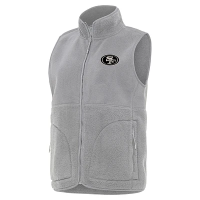 Women's Antigua  Gray San Francisco 49ers Nostalgic Full-Zip Vest