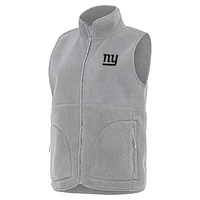 Women's Antigua  Gray New York Giants Nostalgic Full-Zip Vest