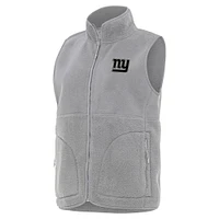 Women's Antigua  Gray New York Giants Nostalgic Full-Zip Vest