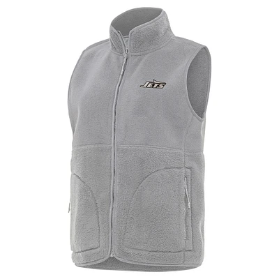Women's Antigua  Gray New York Jets Nostalgic Full-Zip Vest
