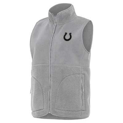 Women's Antigua  Gray Indianapolis Colts Nostalgic Full-Zip Vest