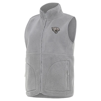 Women's Antigua  Gray Jacksonville Jaguars Nostalgic Full-Zip Vest