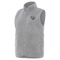 Women's Antigua  Gray Jacksonville Jaguars Nostalgic Full-Zip Vest