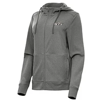 Women's Antigua Heather New York Jets Seeker Full-Zip Hoodie Jacket
