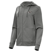 Women's Antigua Heather New York Jets Seeker Full-Zip Hoodie Jacket