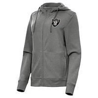 Women's Antigua Heather Las Vegas Raiders Seeker Full-Zip Hoodie Jacket