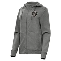 Women's Antigua Heather Las Vegas Raiders Seeker Full-Zip Hoodie Jacket