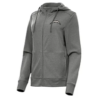 Women's Antigua Heather Los Angeles Chargers Seeker Full-Zip Hoodie Jacket