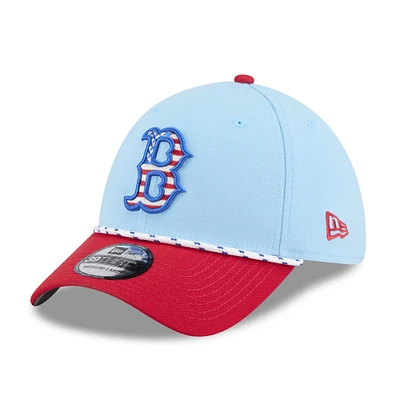 Men's New Era Light Blue/Red Boston Red Sox 2025 Fourth of July 39THIRTY Flex Hat