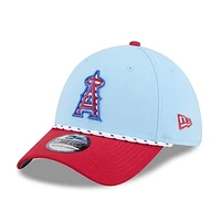 Men's New Era Light Blue/Red Los Angeles Angels 2025 Fourth of July 39THIRTY Flex Hat