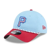 Men's New Era Light Blue/Red Pittsburgh Pirates 2025 Fourth of July 9TWENTY Adjustable Hat