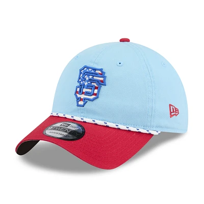 Men's New Era Light Blue/Red San Francisco Giants 2025 Fourth of July 9TWENTY Adjustable Hat