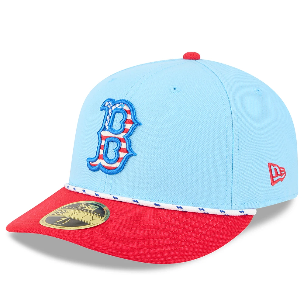 Men's New Era Light Blue/Red Boston Red Sox 2025 Fourth of July Low Profile 59FIFTY Fitted Hat
