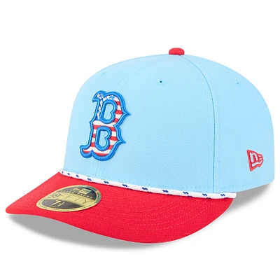 Men's New Era Light Blue/Red Boston Red Sox 2025 Fourth of July Low Profile 59FIFTY Fitted Hat