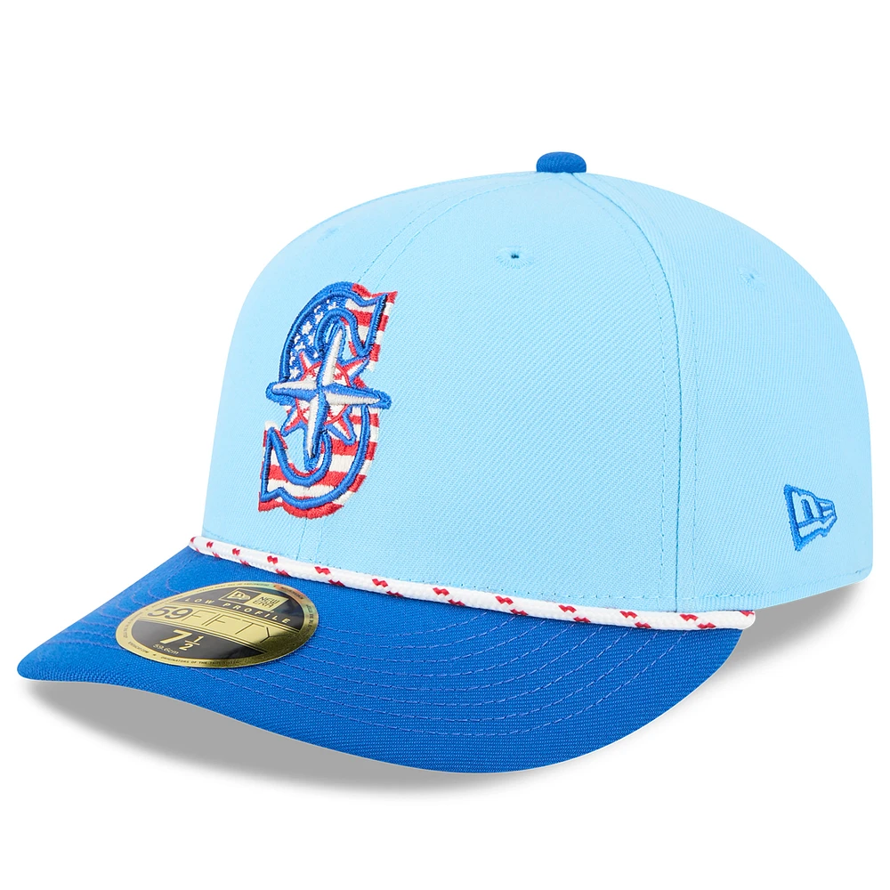 Men's New Era Light Blue/Blue Seattle Mariners 2025 Fourth of July Low Profile 59FIFTY Fitted Hat