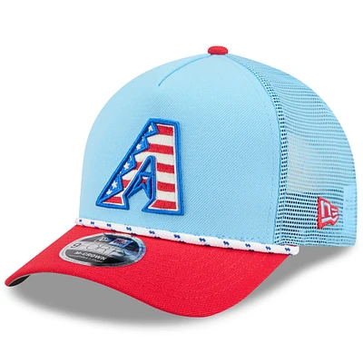 Men's New Era Light Blue/Red Arizona Diamondbacks 2025 Fourth of July 9FORTY A-Frame M-Crown Adjustable Hat