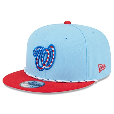 Men's New Era Light Blue/Red Washington Nationals 2025 Fourth of July 9FIFTY Snapback Hat