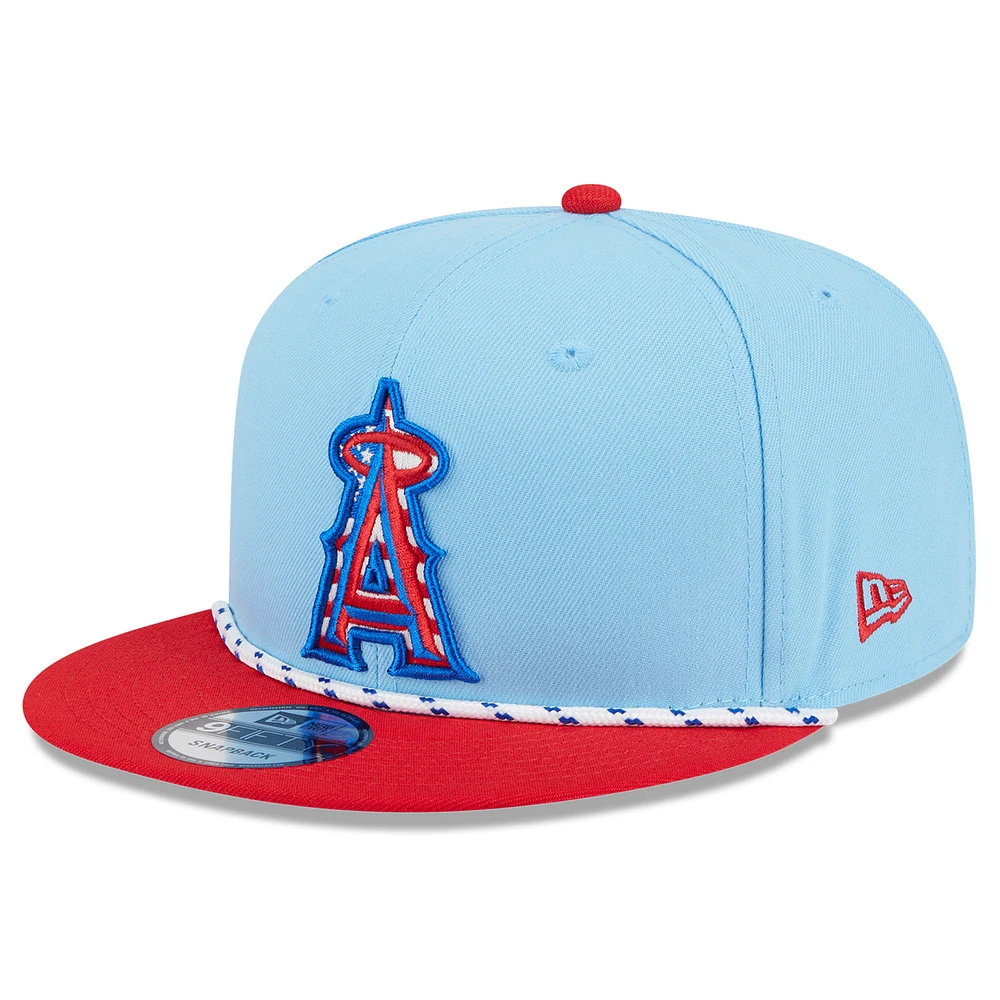 Men's New Era Light Blue/Red Los Angeles Angels 2025 Fourth of July 9FIFTY Snapback Hat