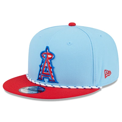 Men's New Era Light Blue/Red Los Angeles Angels 2025 Fourth of July 9FIFTY Snapback Hat