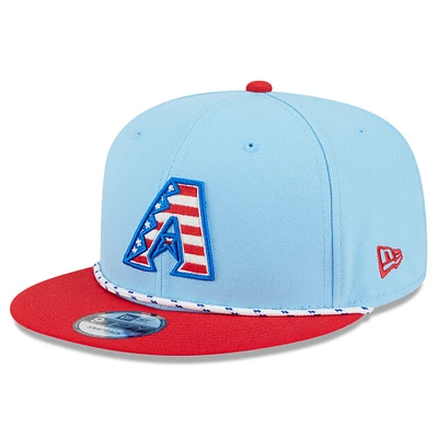 Men's New Era Light Blue/Red Arizona Diamondbacks 2025 Fourth of July 9FIFTY Snapback Hat