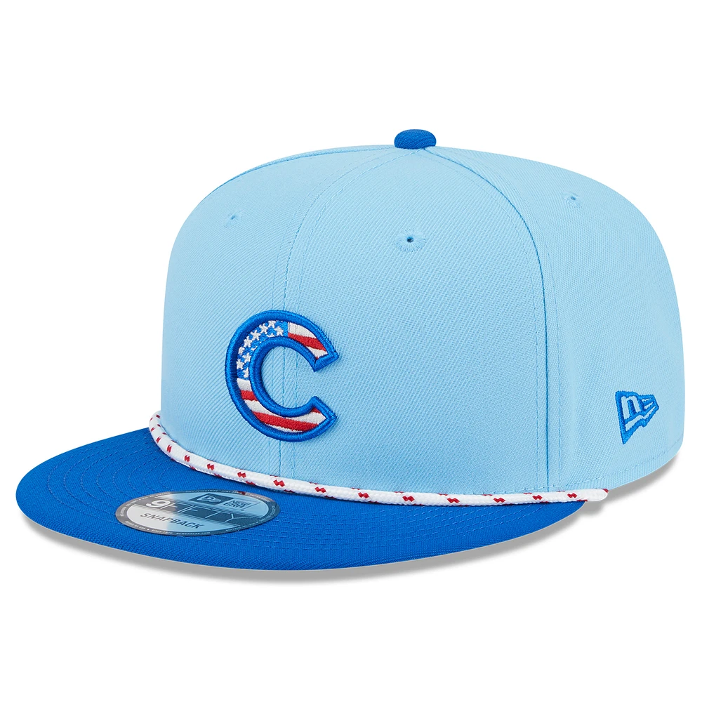 Men's New Era Light Blue/Royal Chicago Cubs 2025 Fourth of July 9FIFTY Snapback Hat