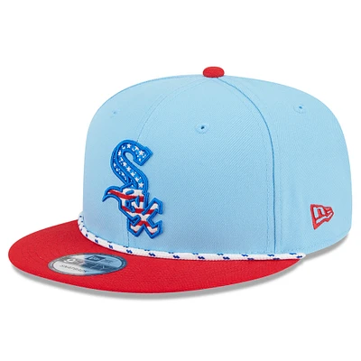 Men's New Era Light Blue/Red Chicago White Sox 2025 Fourth of July 9FIFTY Snapback Hat