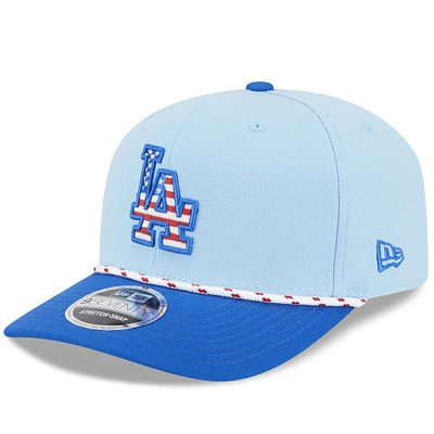 Men's New Era Light Blue/Royal Los Angeles Dodgers 2025 Fourth of July 9SEVENTY Adjustable Trucker Hat