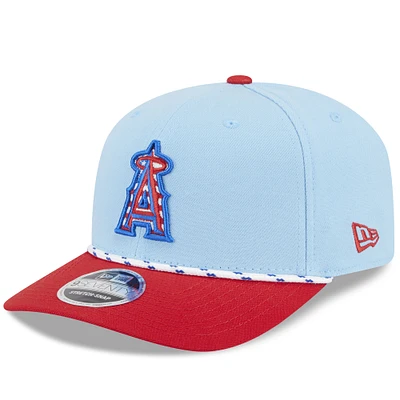 Men's New Era Light Blue/Red Los Angeles Angels 2025 Fourth of July 9SEVENTY Adjustable Trucker Hat