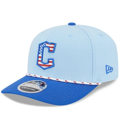 Men's New Era Light Blue/Blue Cleveland Guardians 2025 Fourth of July 9SEVENTY Adjustable Trucker Hat