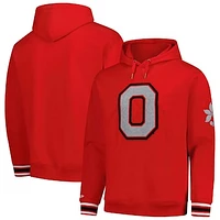 Men's Mitchell & Ness Scarlet Ohio State Buckeyes Chainstich Fleece Pullover Hoodie