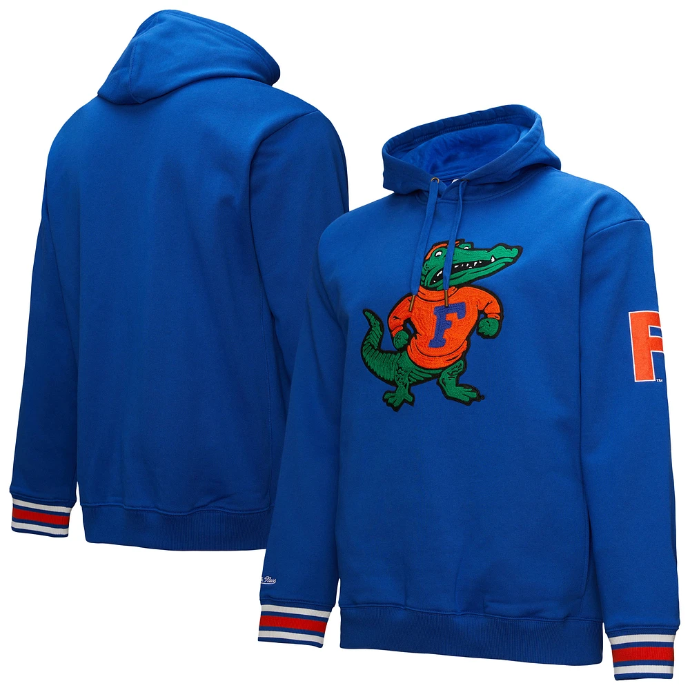 Men's Mitchell & Ness Royal Florida Gators Chainstich Fleece Pullover Hoodie