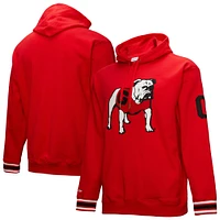 Men's Mitchell & Ness Red Georgia Bulldogs Chainstich Fleece Pullover Hoodie