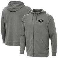 Men's Antigua Heather Black San Francisco 49ers Effortless Full-Zip Hoodie Jacket