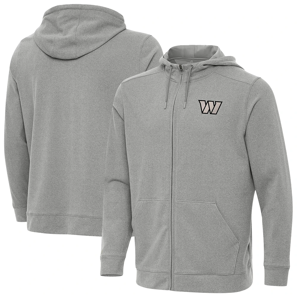 Men's Antigua Heather Washington Commanders Effortless Full-Zip Hoodie Jacket
