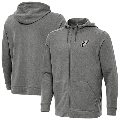 Men's Antigua Heather Black Arizona Cardinals Effortless Full-Zip Hoodie Jacket