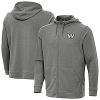Men's Antigua Heather Black Washington Commanders Effortless Full-Zip Hoodie Jacket