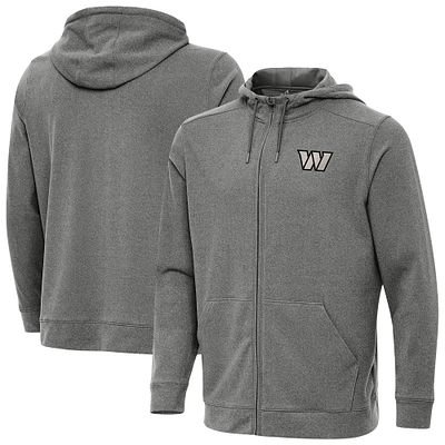 Men's Antigua Heather Black Washington Commanders Effortless Full-Zip Hoodie Jacket