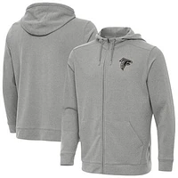 Men's Antigua Heather Gray Atlanta Falcons Effortless Full-Zip Hoodie Jacket