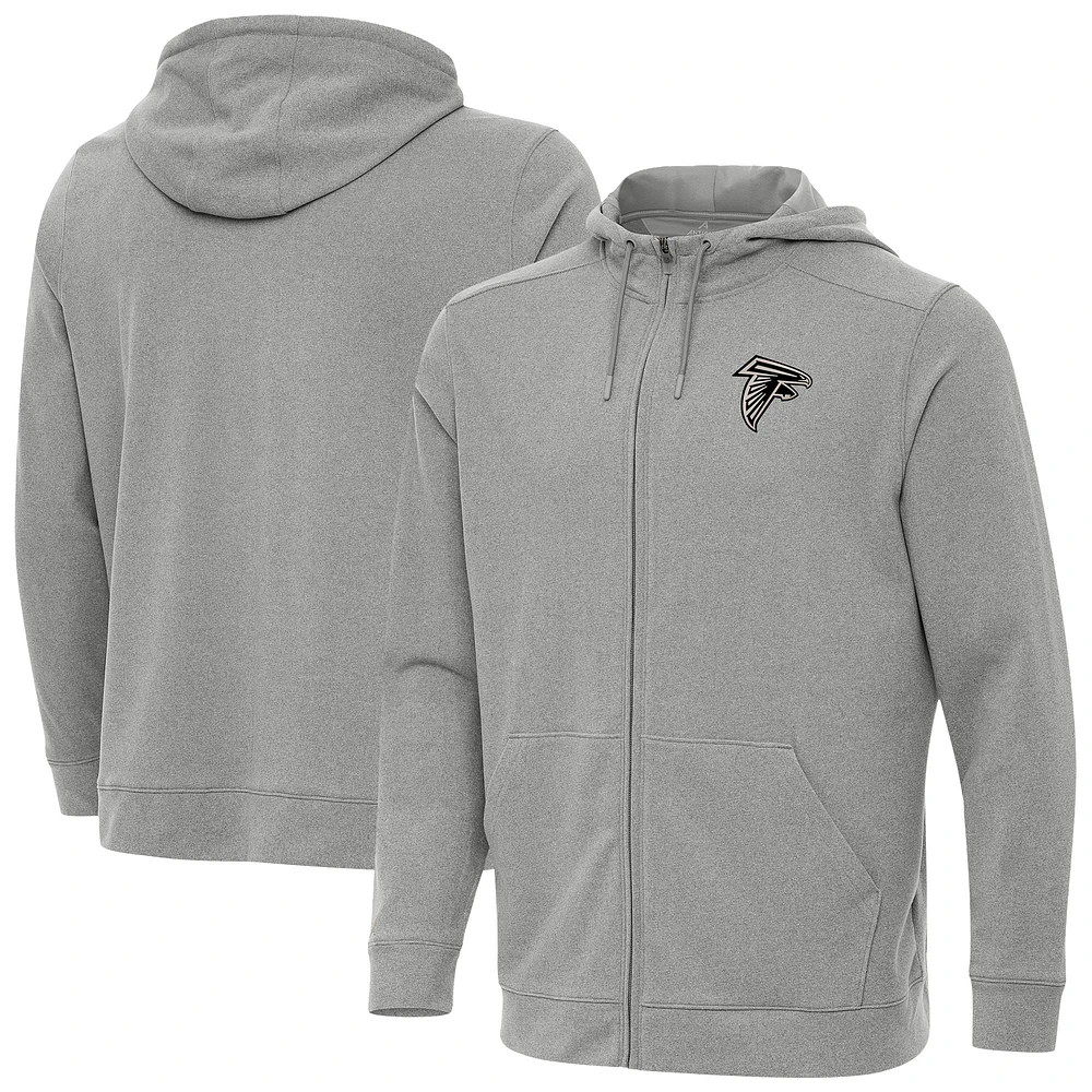 Men's Antigua Heather Gray Atlanta Falcons Effortless Full-Zip Hoodie Jacket